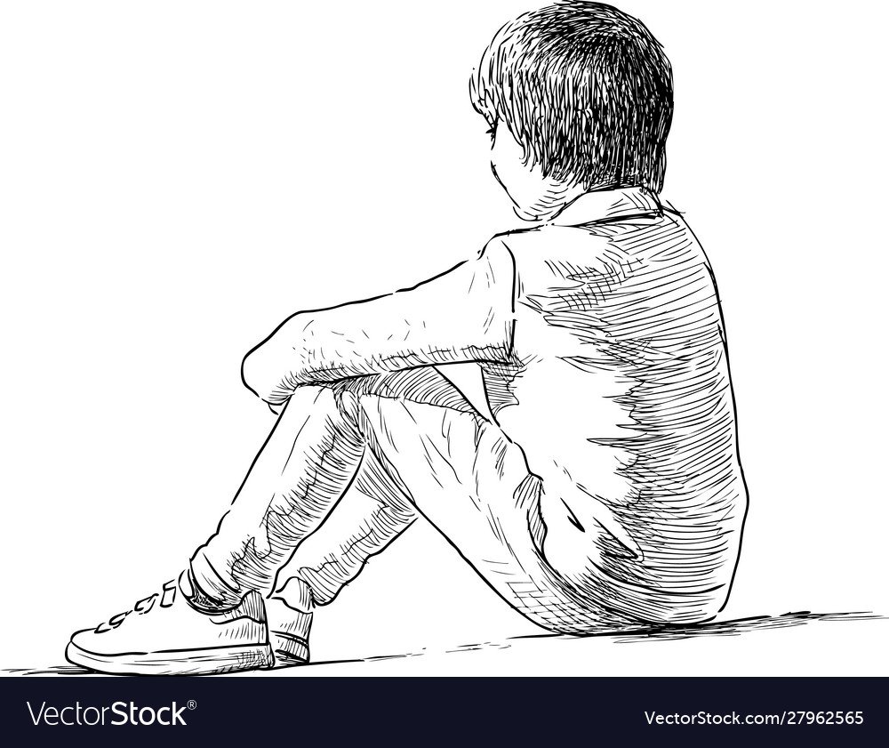 Нарисовать сидящего мальчика