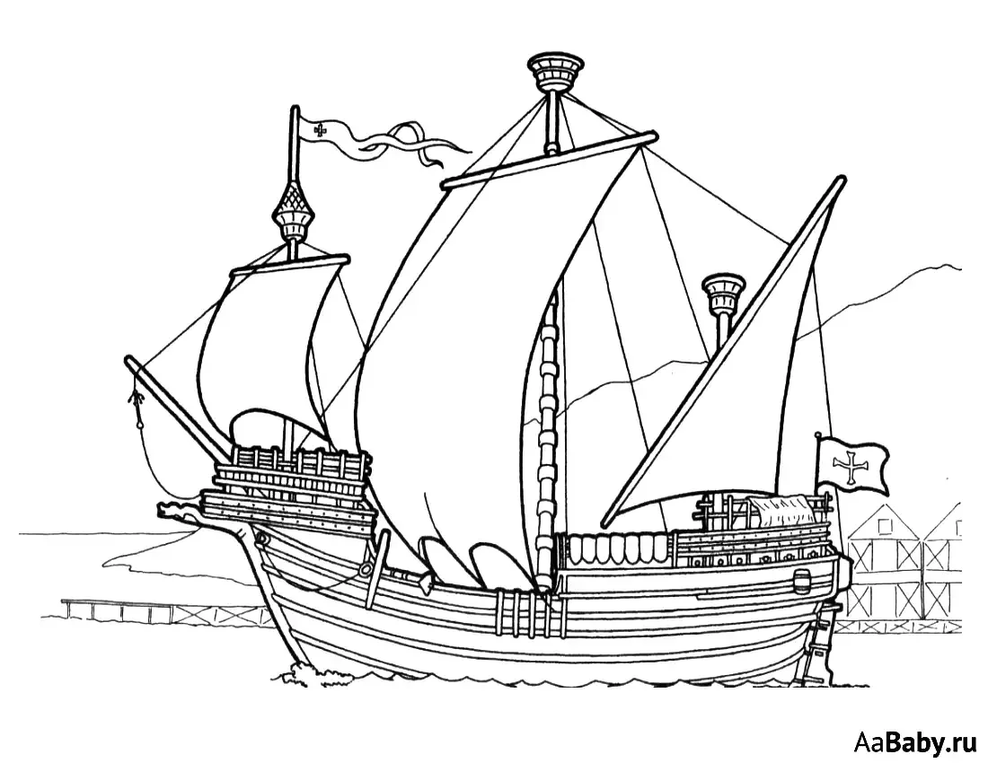 Корабль раскраска для детей