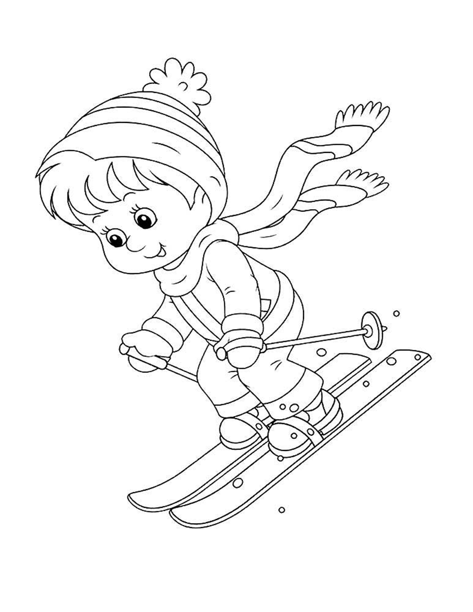 Лыжник раскраска