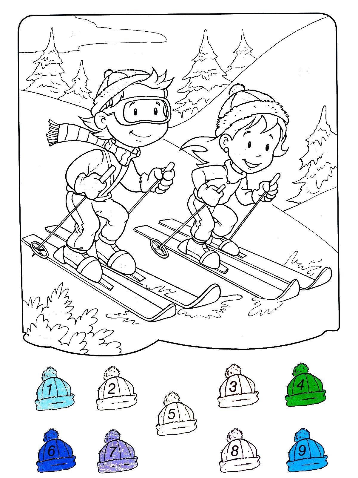 Раскраска зимний спорт для малышей