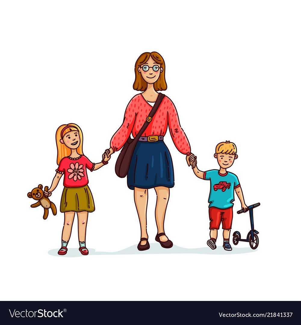 Картинка няня гуляет с детьми