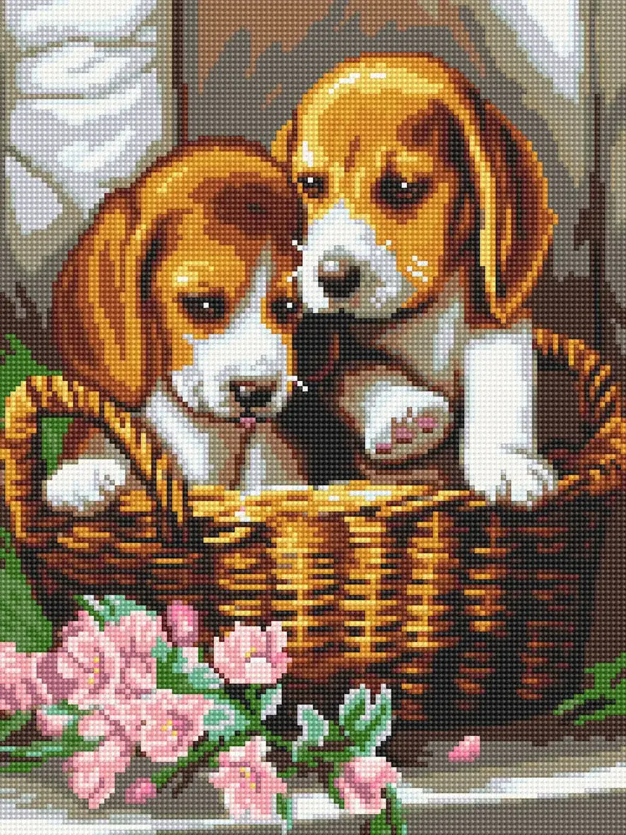 Щенки в корзинке