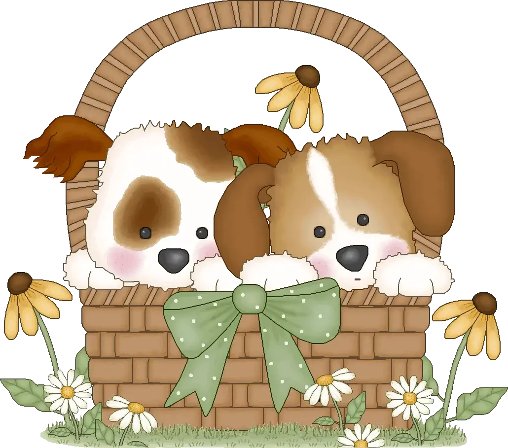 Собачка с корзинкой мультяшная