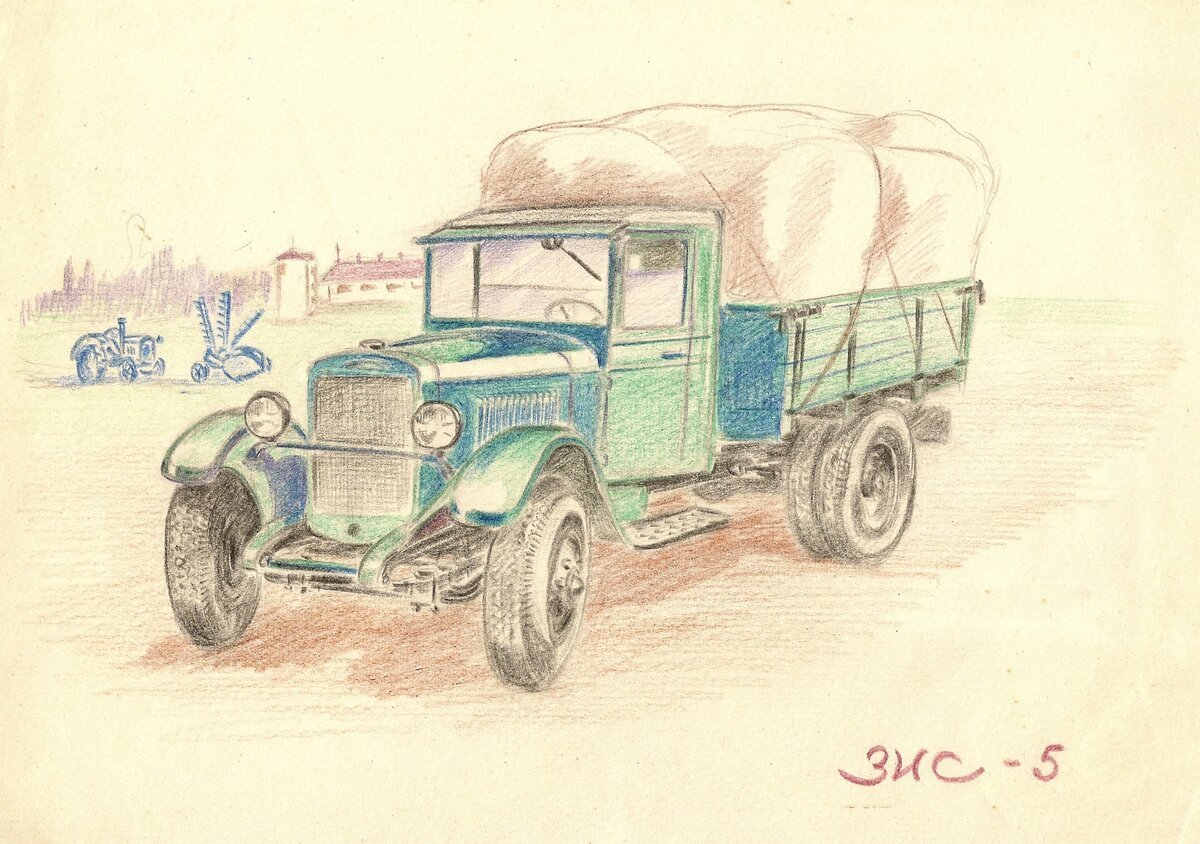 Полуторка автомобиль ГАЗ АА рисунок