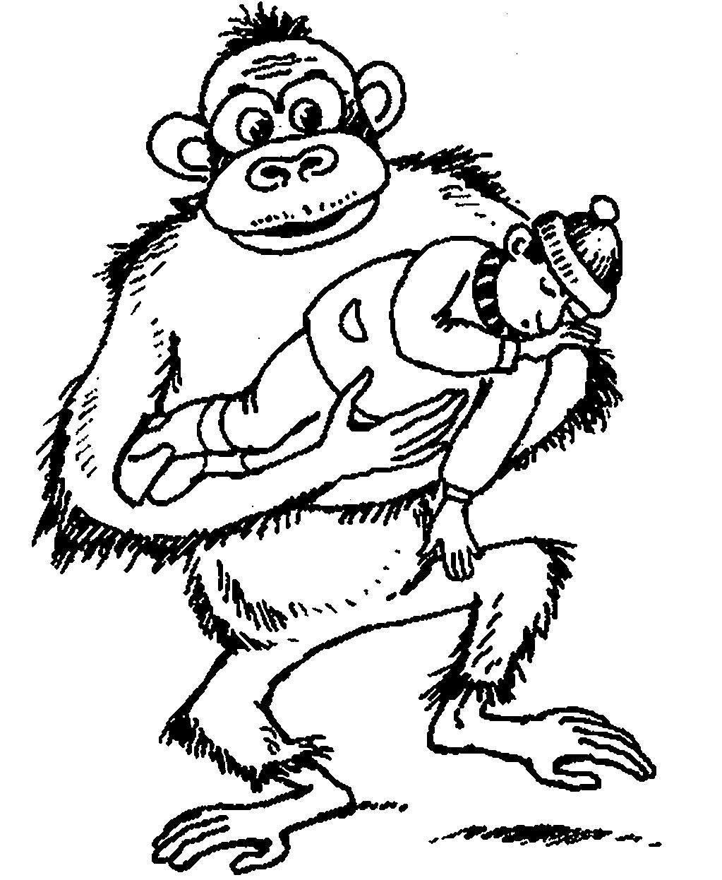Раскраска к рассказу про обезьянку