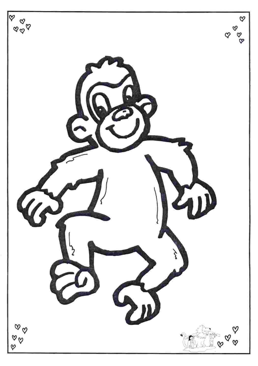 Раскраска обезьяна на дереве