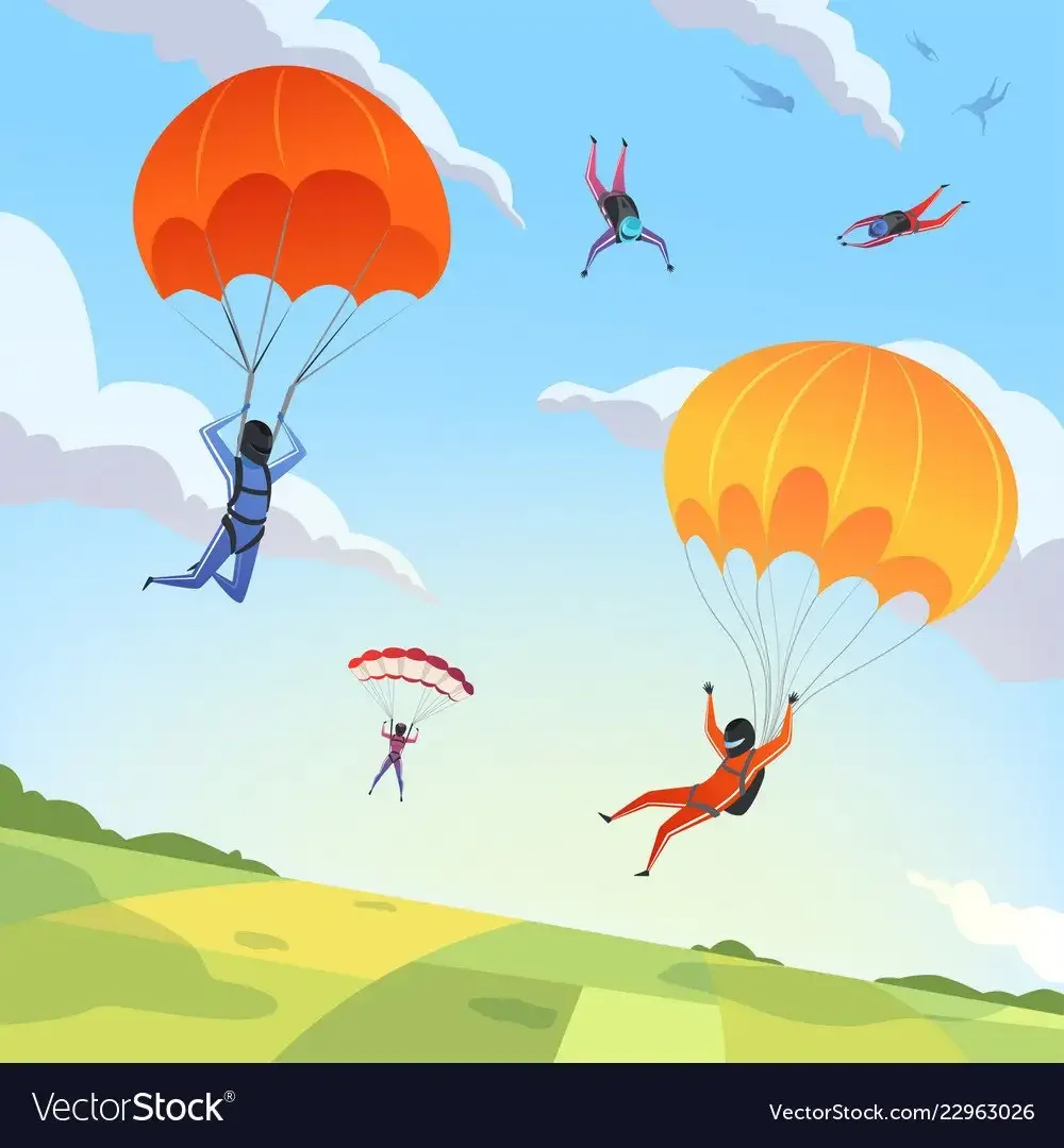 Рисование парашютисты в прыжке