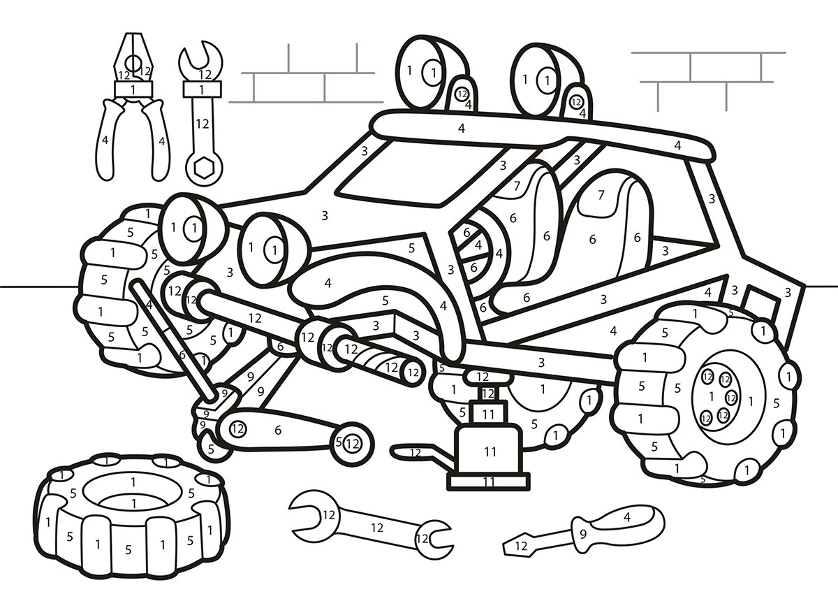 Раскраска по номерам машинки