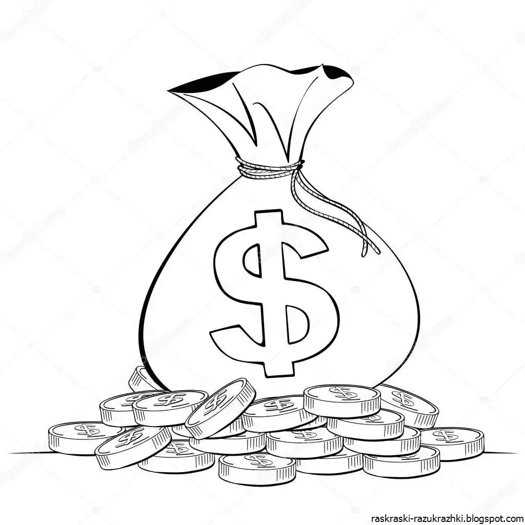 Монетки раскраска для детей