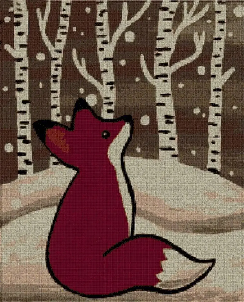 Рисование Лисичка зимой