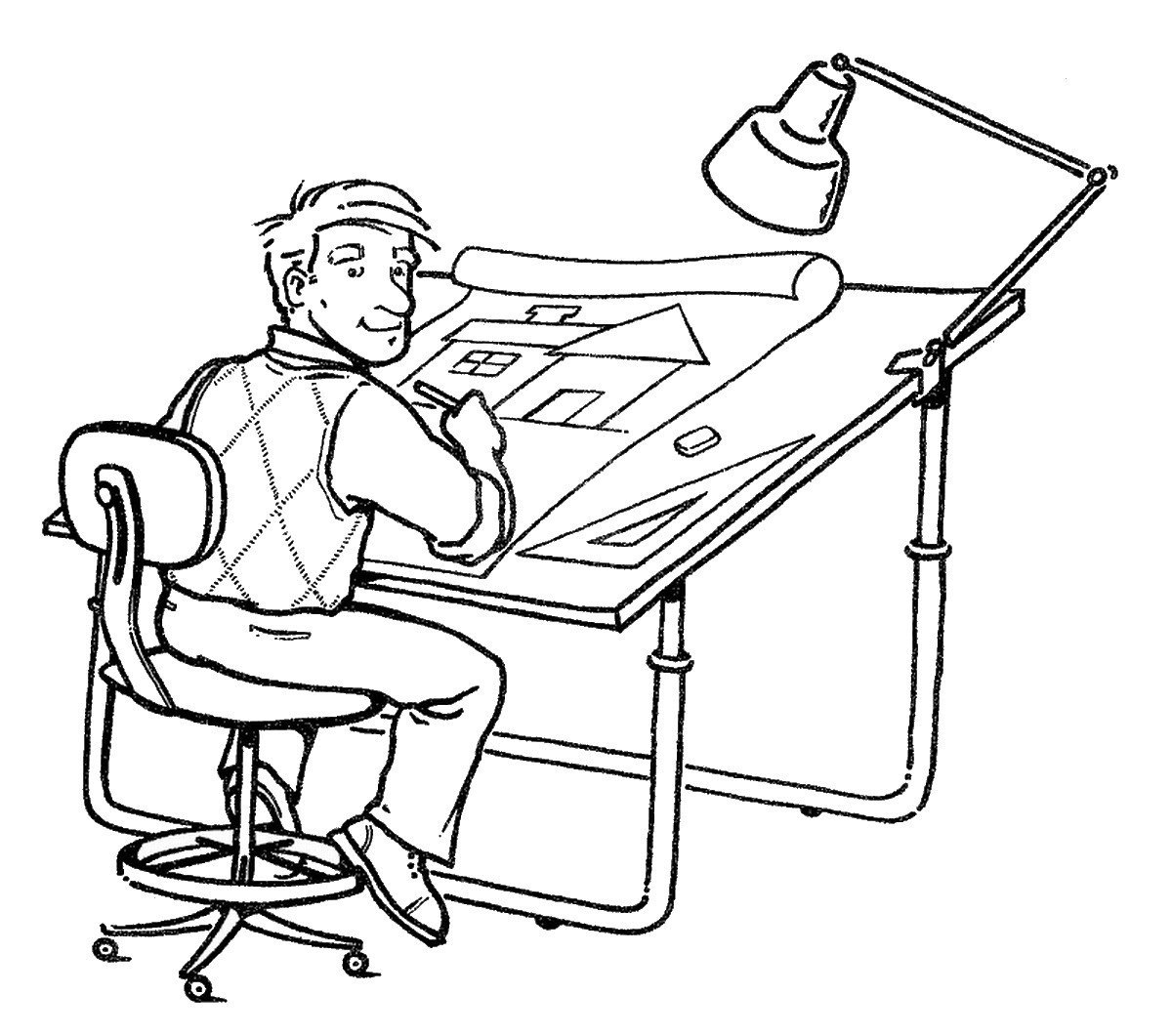 Строитель раскраска для детей