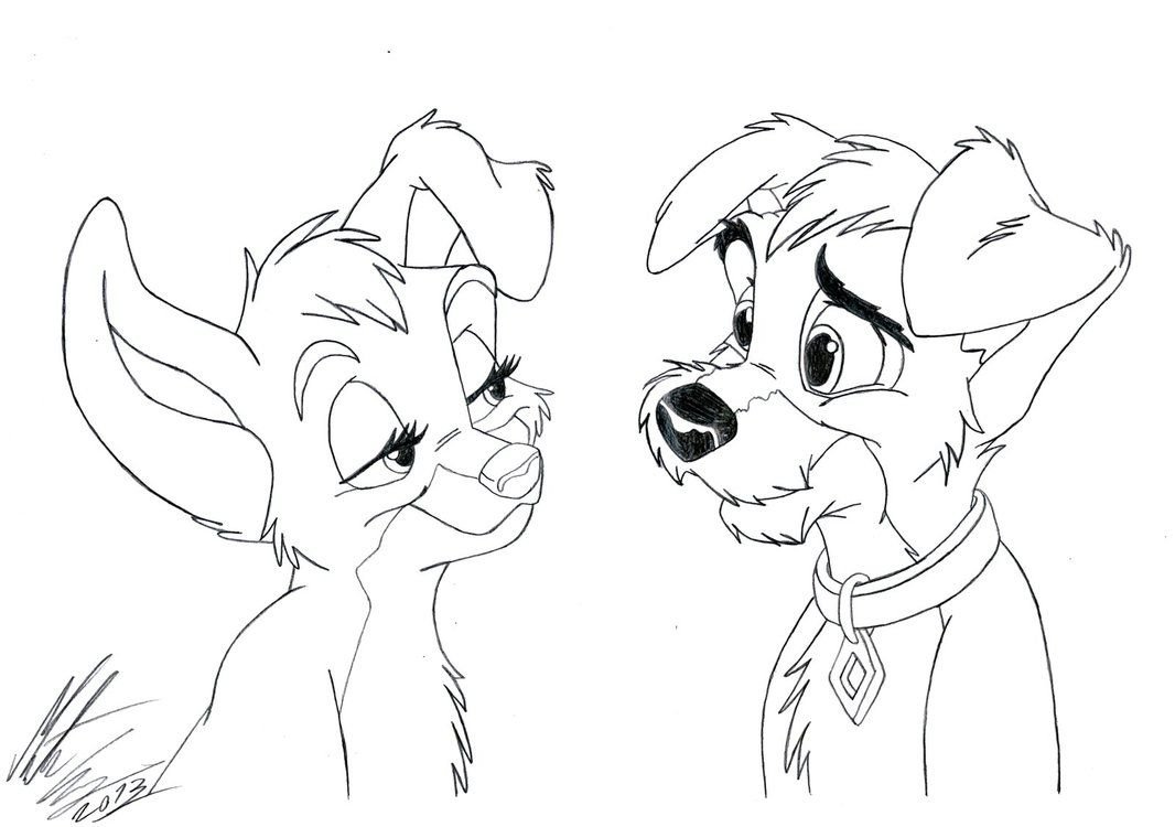 Разукрашку леди и Бродяга