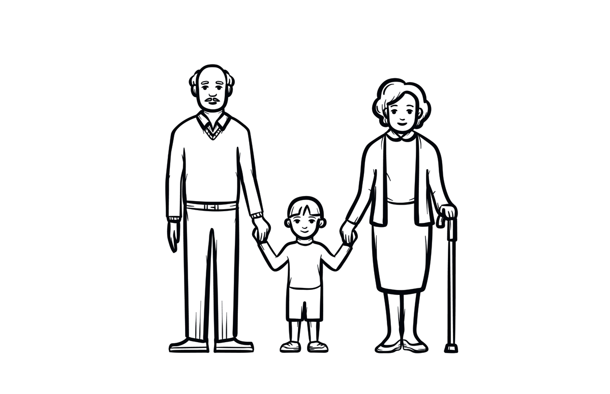 Раскраска бабушка и внучка