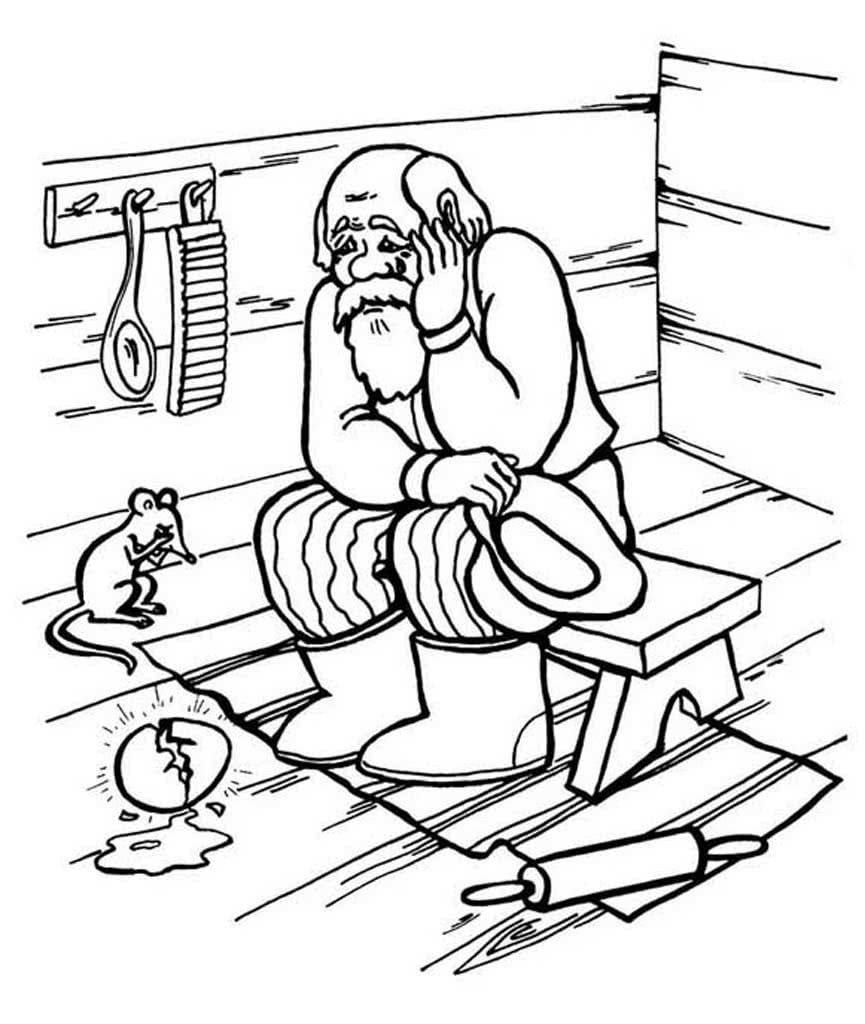 Раскраска к сказке Курочка Ряба для малышей