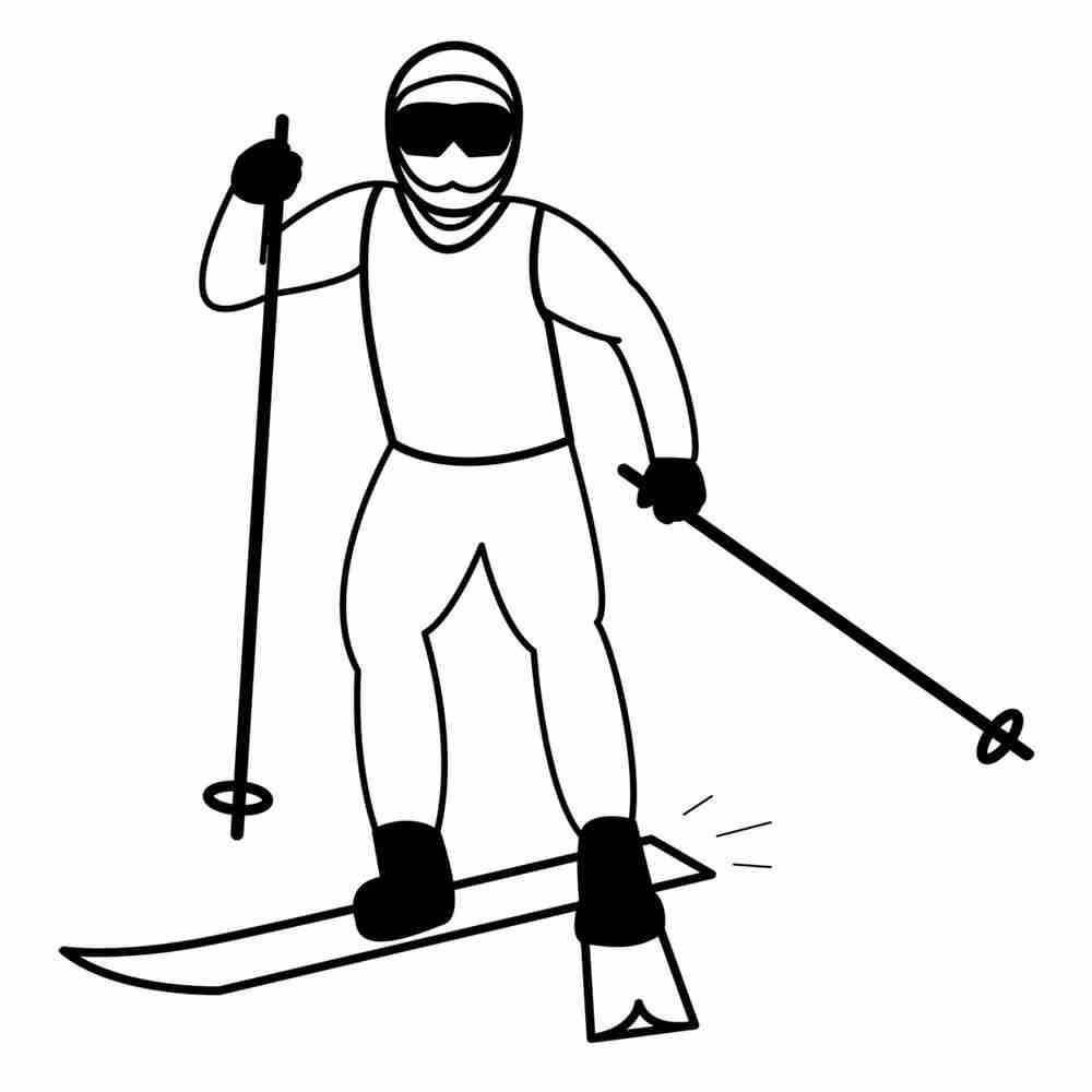 Лыжи раскраска для детей