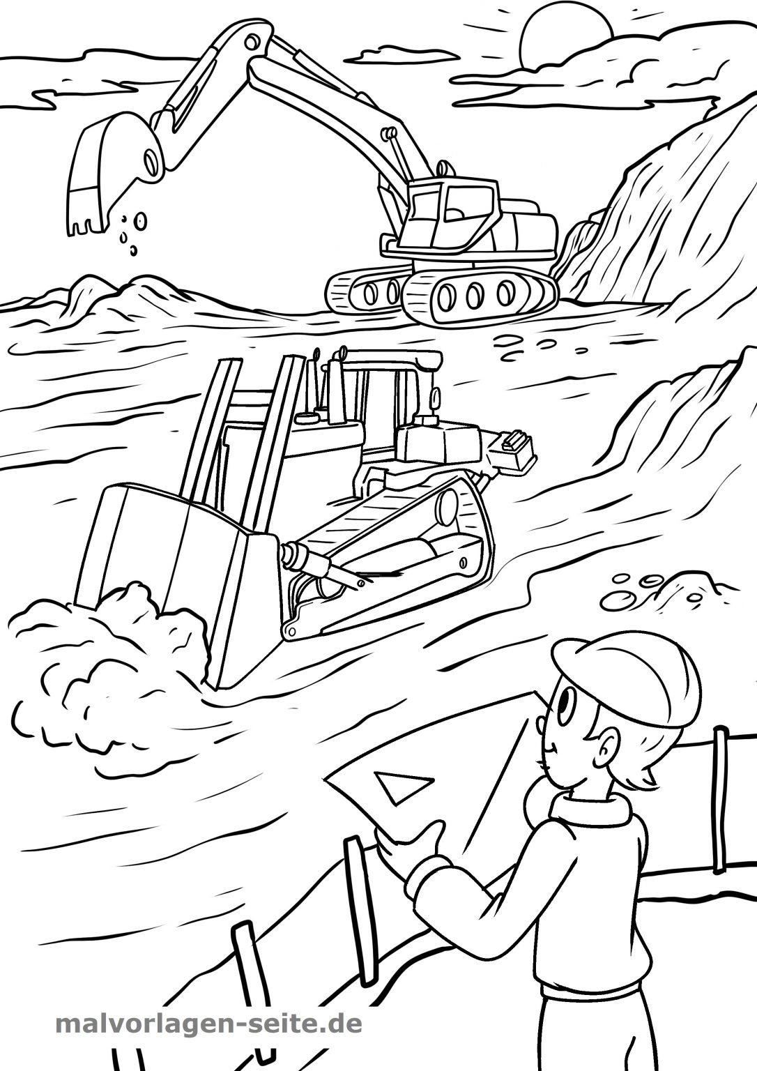 Строитель раскраска для детей