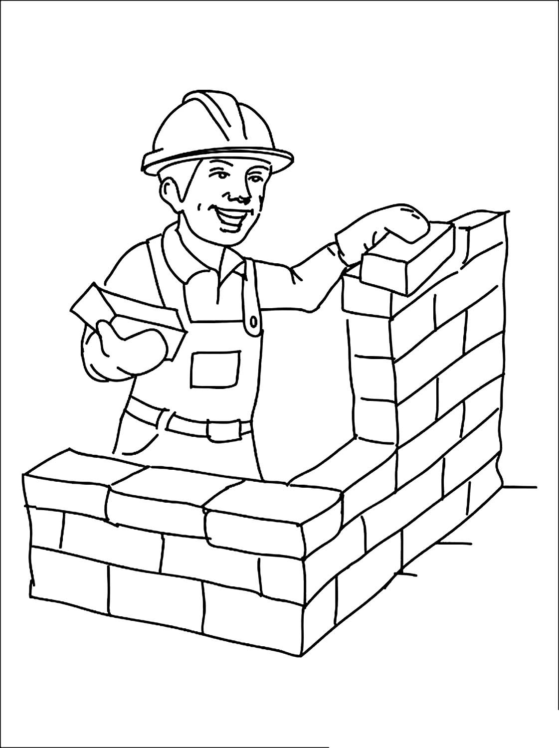Профессия Строитель раскраска для детей