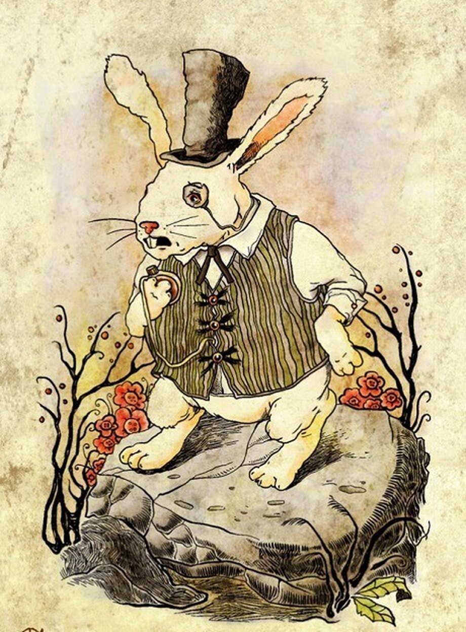Алиса в стране чудес кролик иллюстрация к сказке