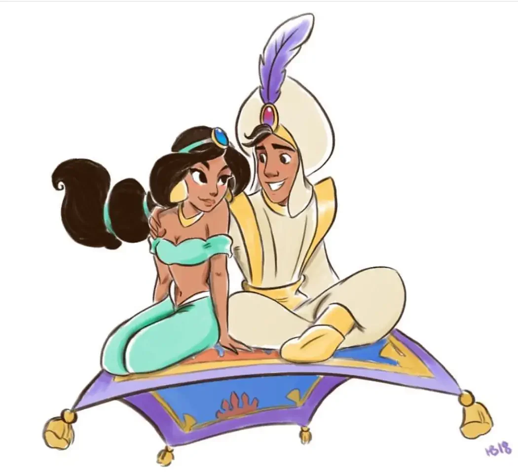Алладин и Жасмин на ковре самолете
