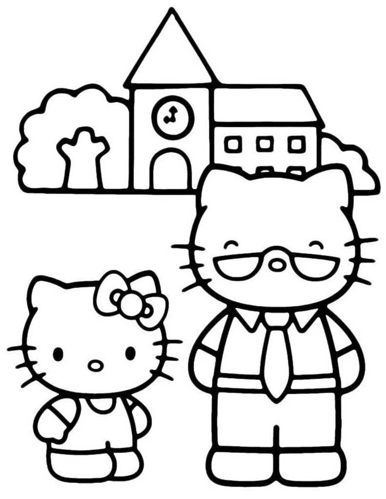 Домик Хеллоу Китти раскраска