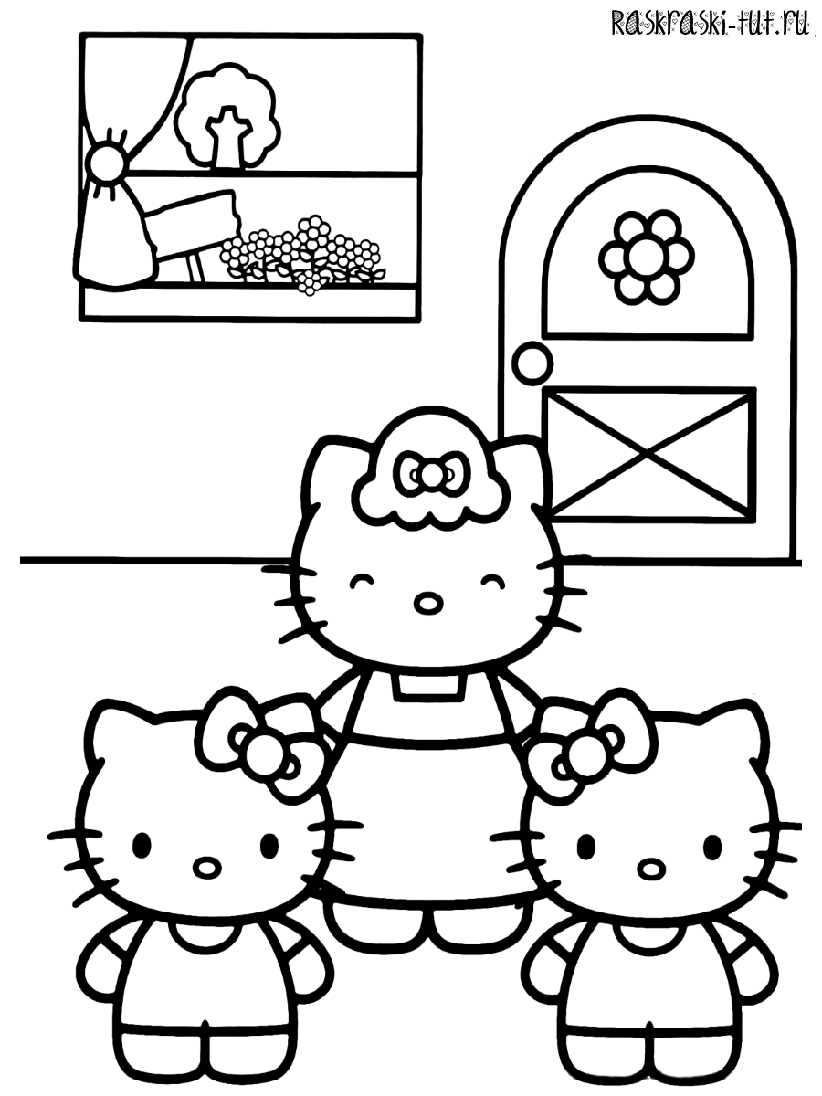 Новогодняя Хелло Китти раскраска