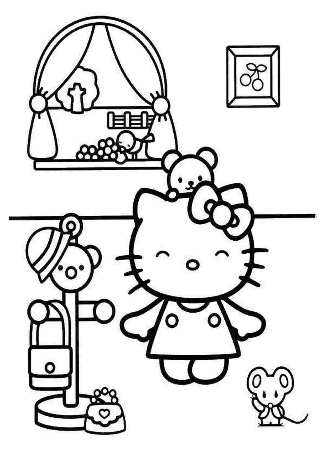 Раскраска Хелло Китти домик