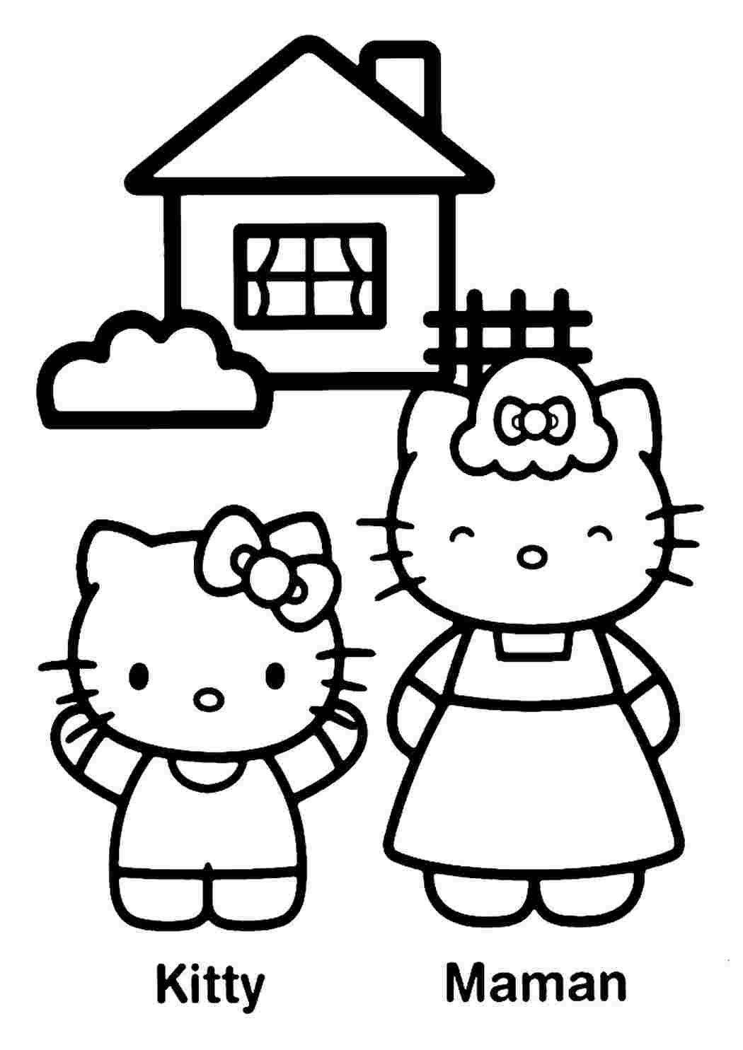 Раскраска Хелло Китти домик