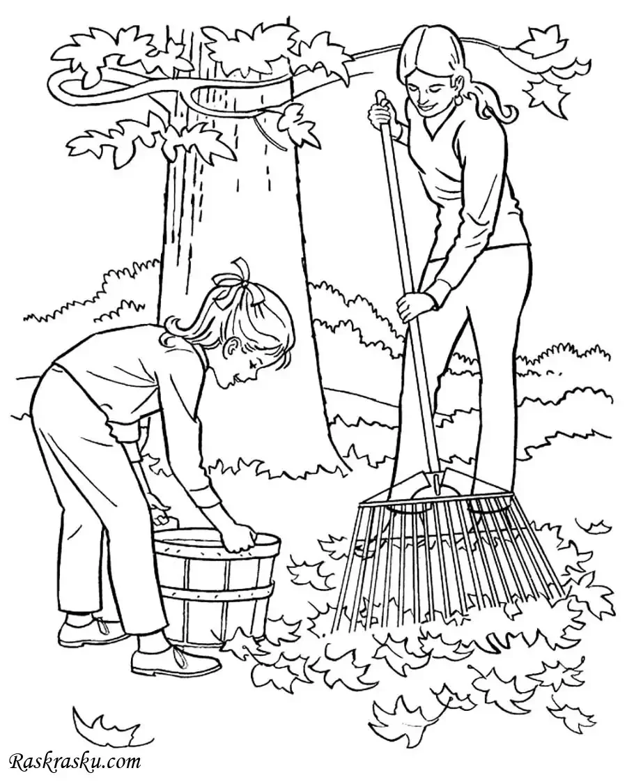 Раскраска девочка садовник