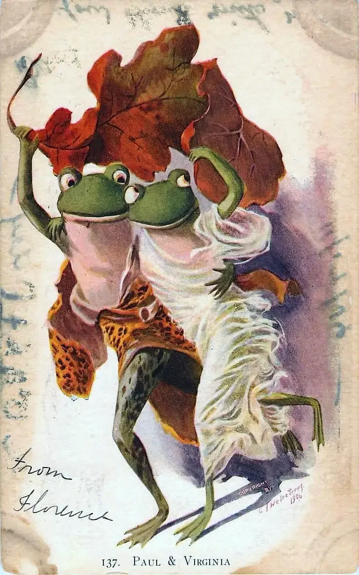 Старинные открытки с лягушками