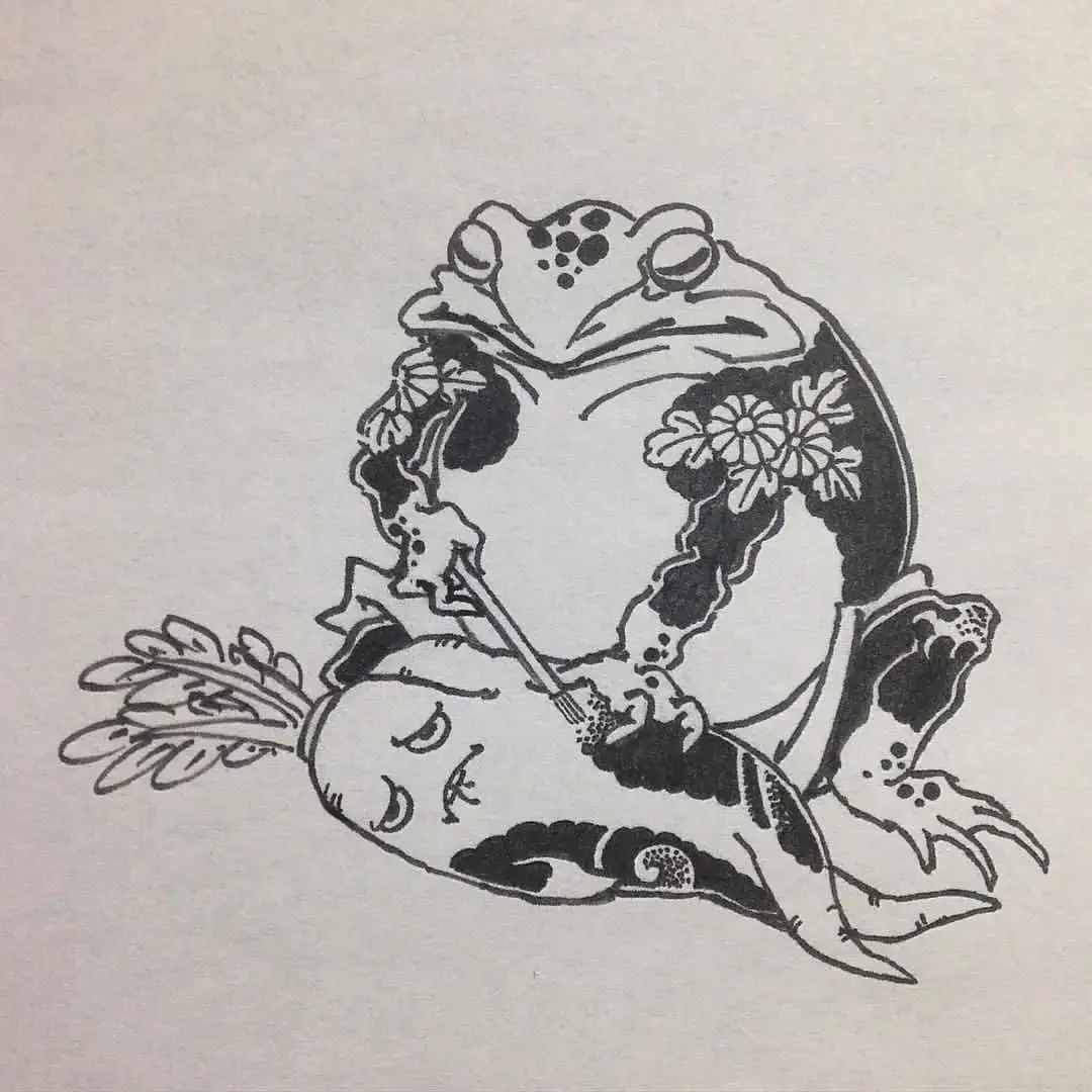 Тату жаба в японском стиле