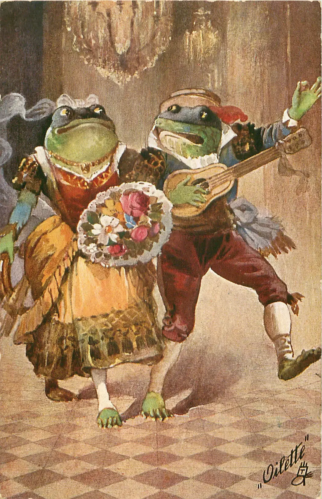 Новогодняя открытка с лягушкой