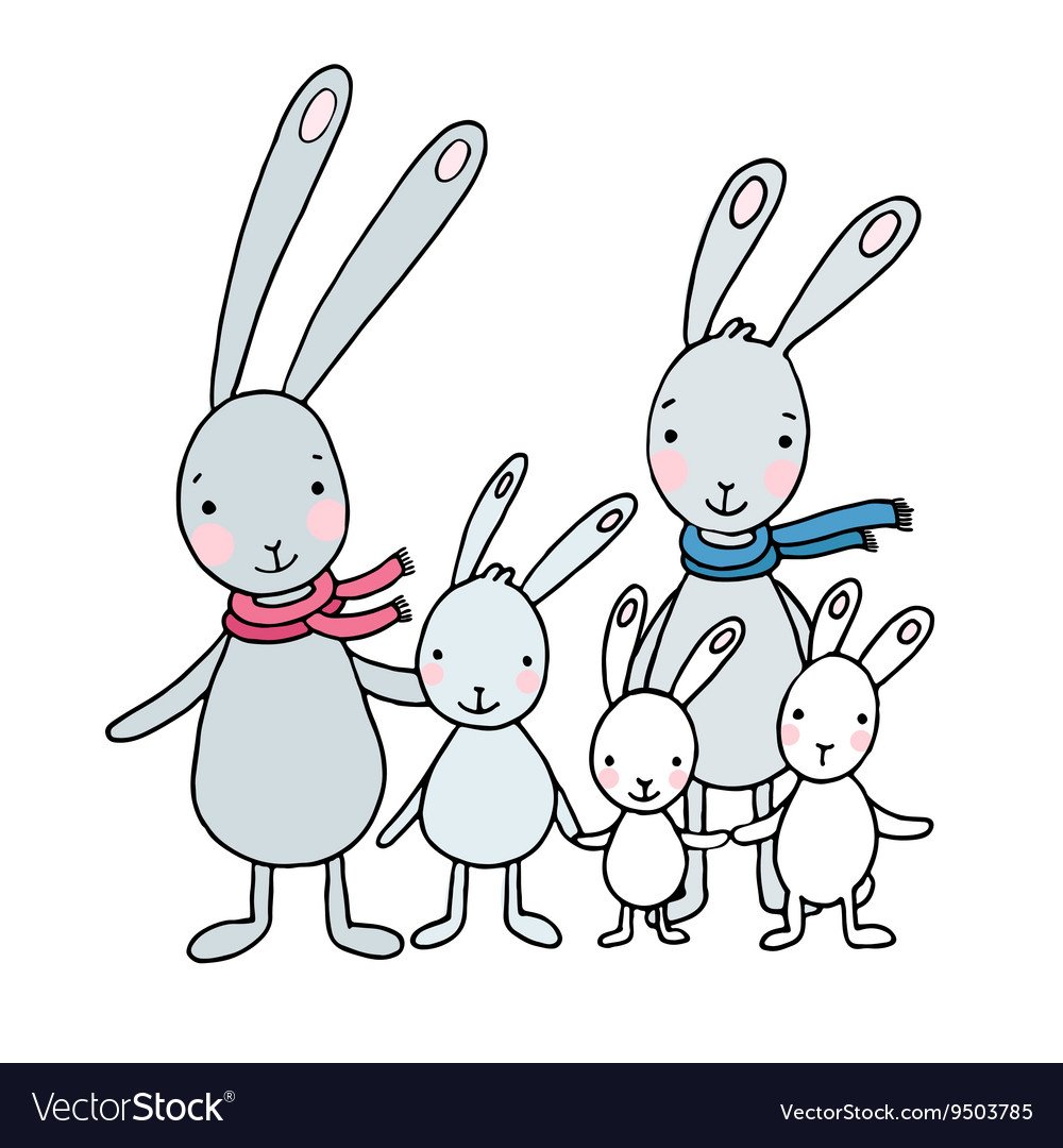 Семья Зайцев раскраска