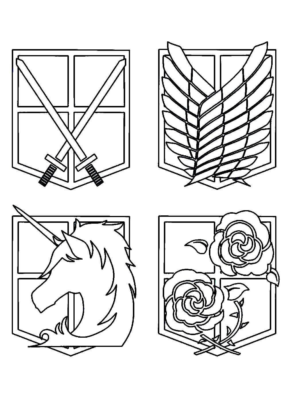 Раскраски для мальчиков аниме атака титанов