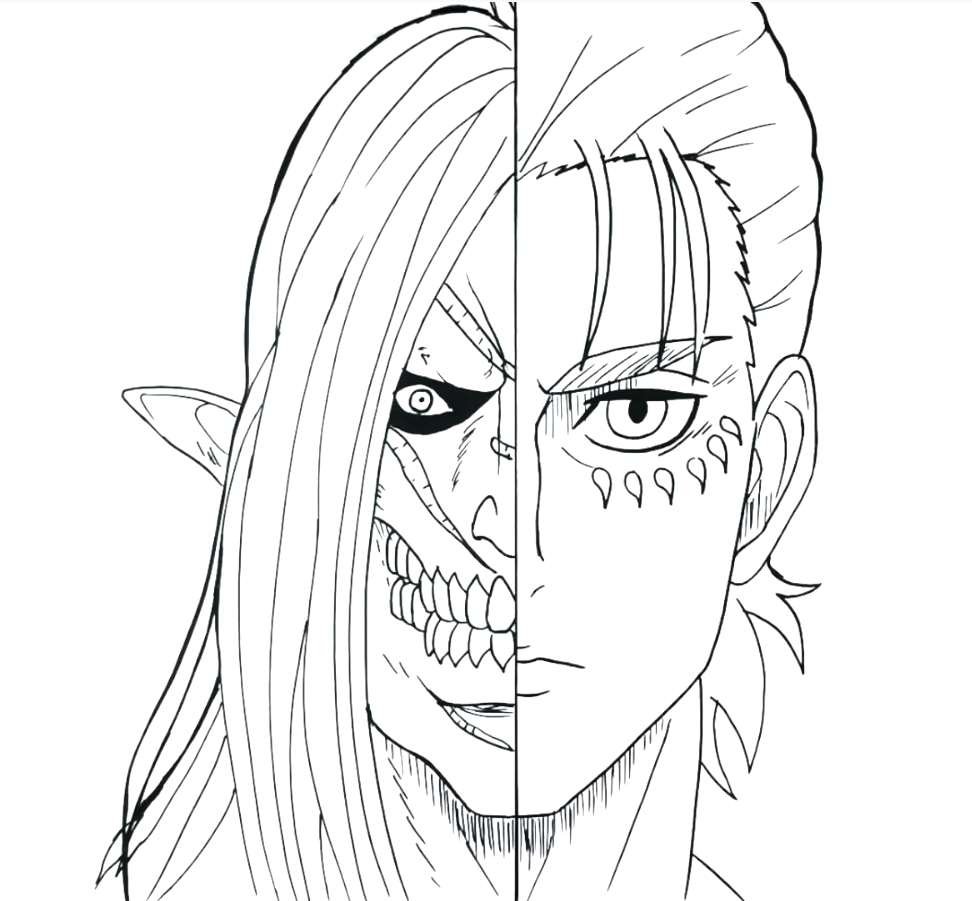 Раскраски аниме атака титанов Эрен