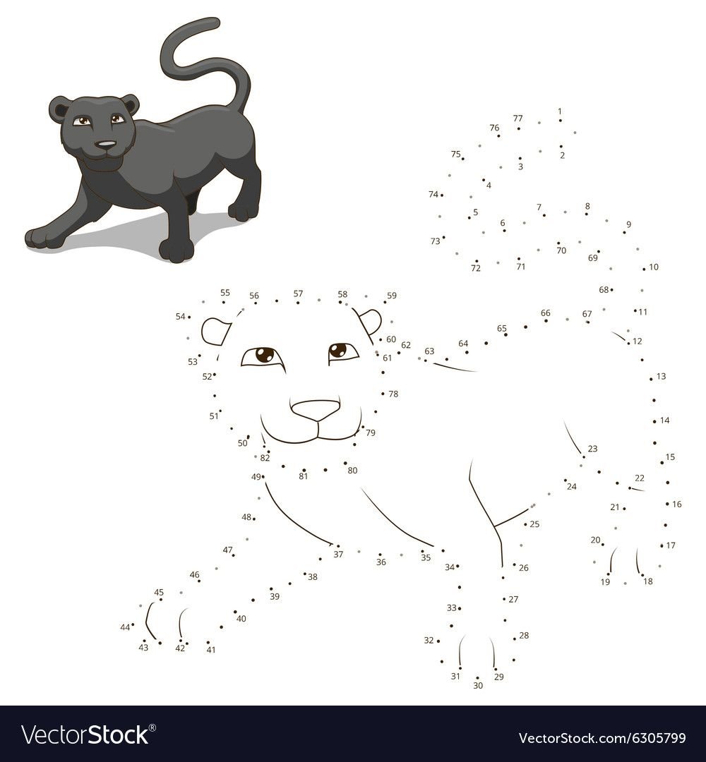 Раскраска по точкам тигр