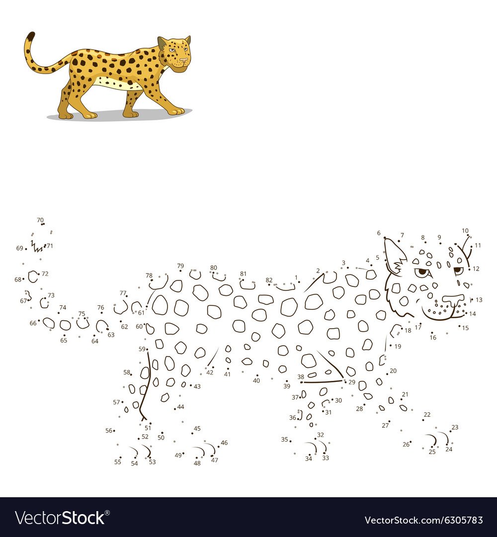 Тигр рисунок по точкам для детей