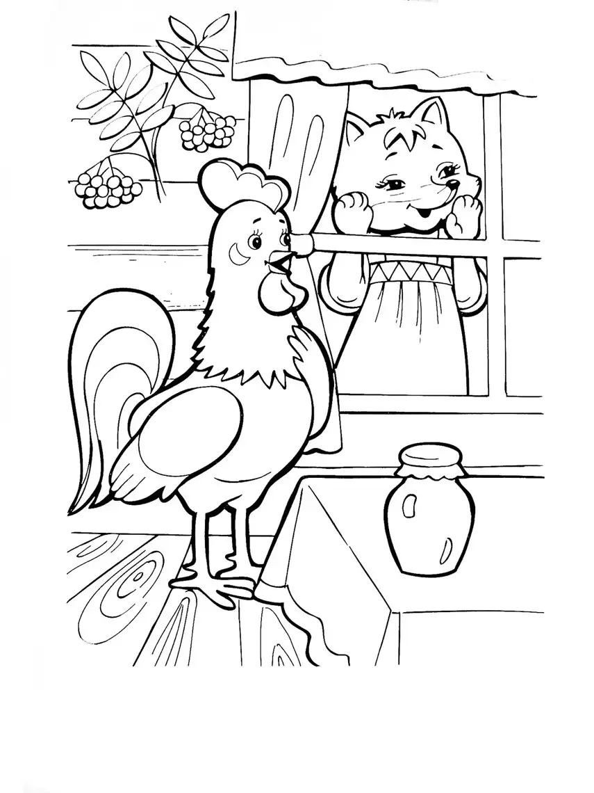 Пермогорская роспись птица Сирин раскраска