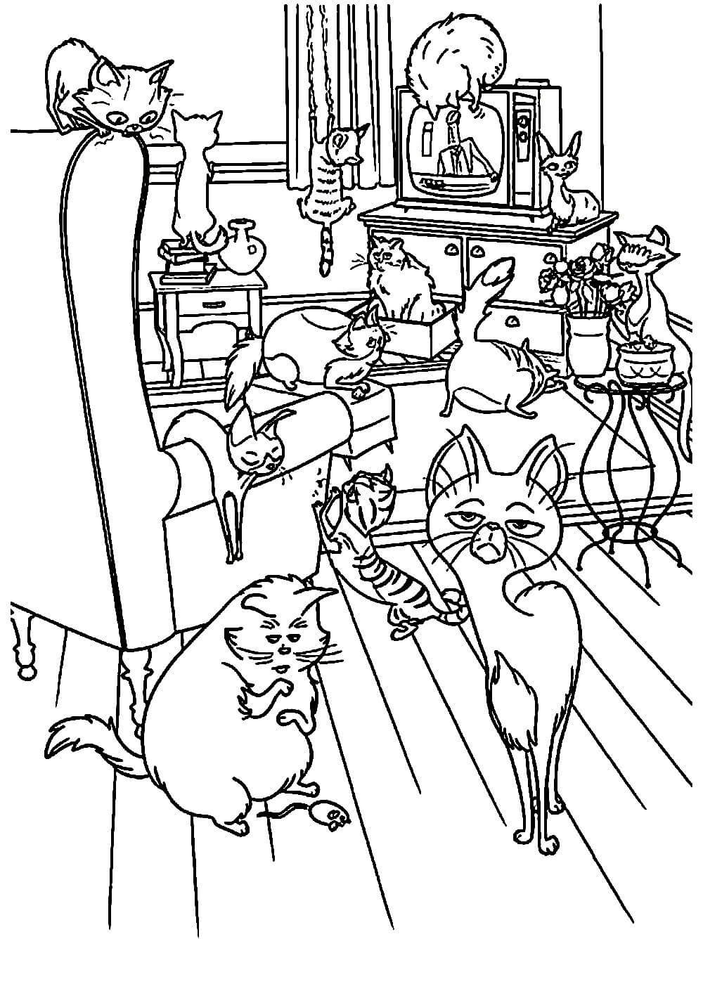 Раскраска семья людей с котенком для детей