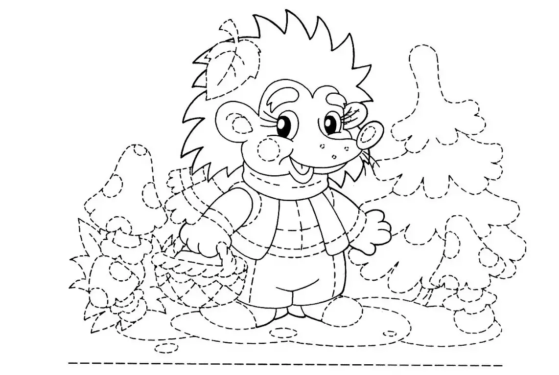 Раскраска Ежик для детей 5-6 лет