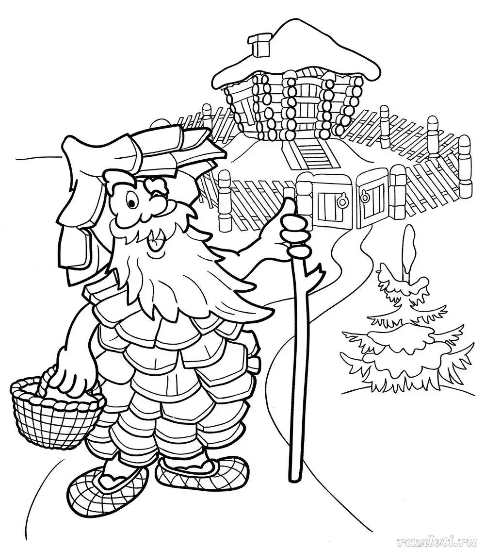 Раскраска старичок Лесовичок для детей