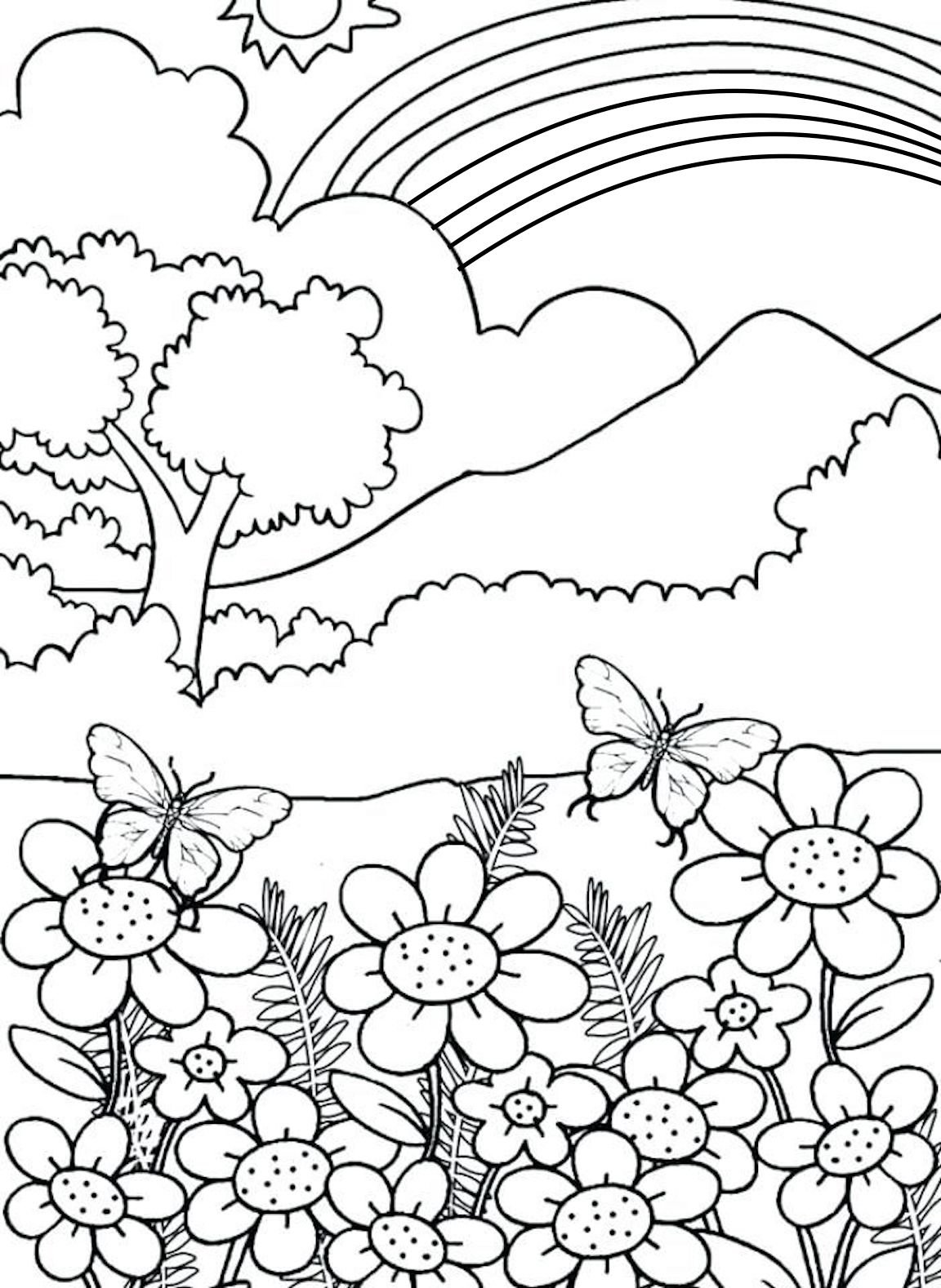 Раскраска солнце и цветы для детей