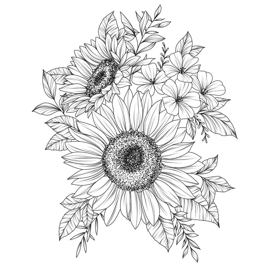 Раскраска луг с цветами и бабочками