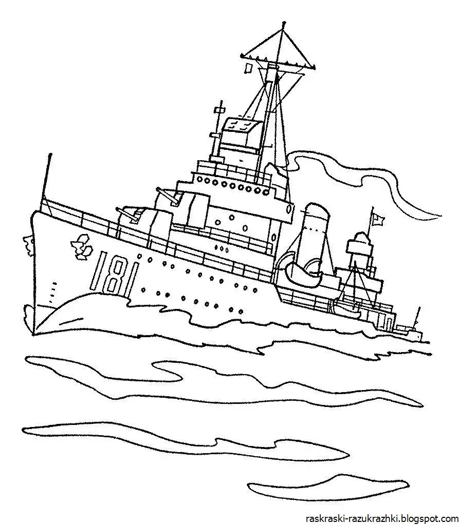 Военный корабль раскраска для детей