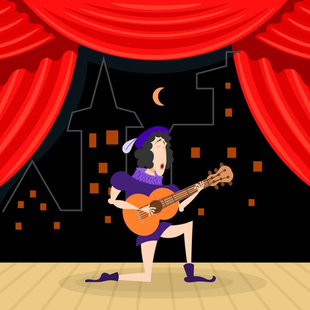 Артист театра на сцене рисунок