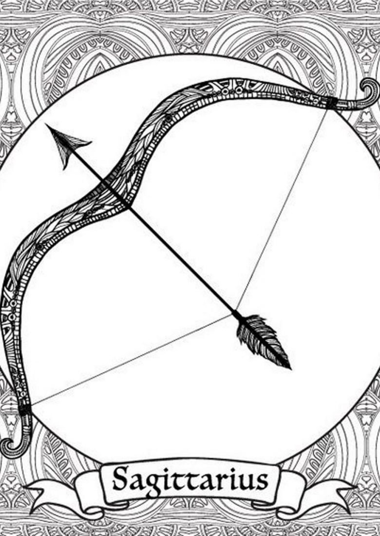 Раскраска знак зодиака Стрелец девушка