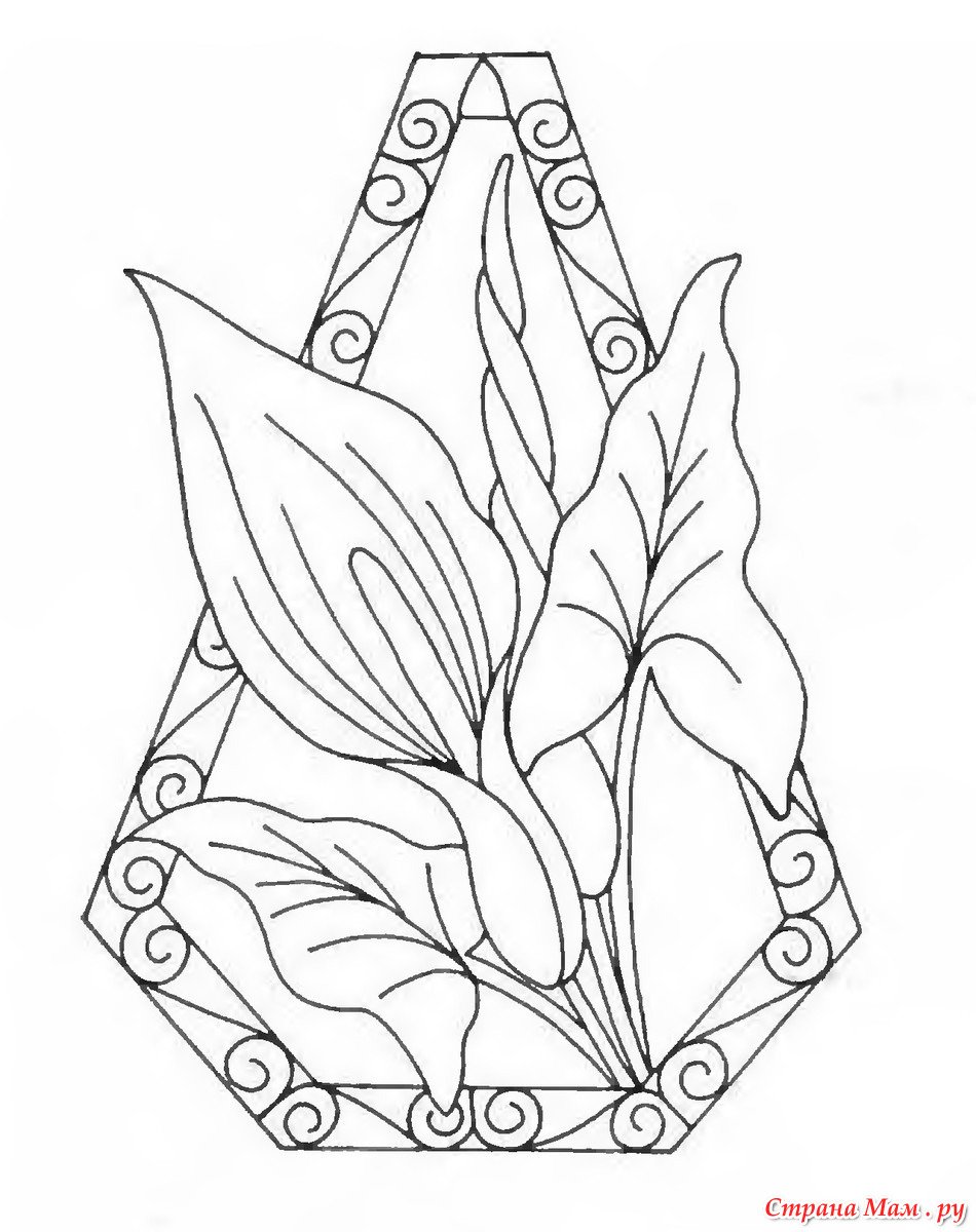 Трафарет для росписи по стеклу с тюльпанами