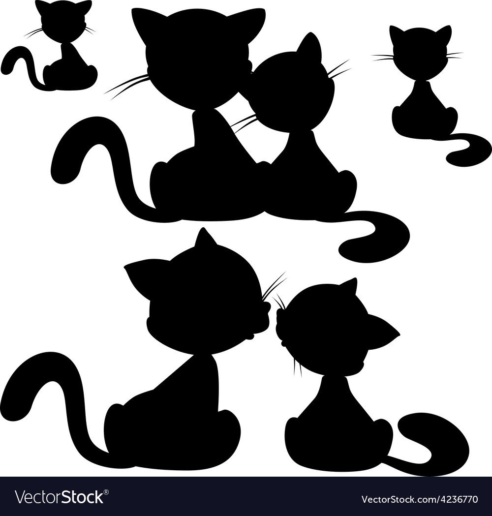 Семья кошек силуэт