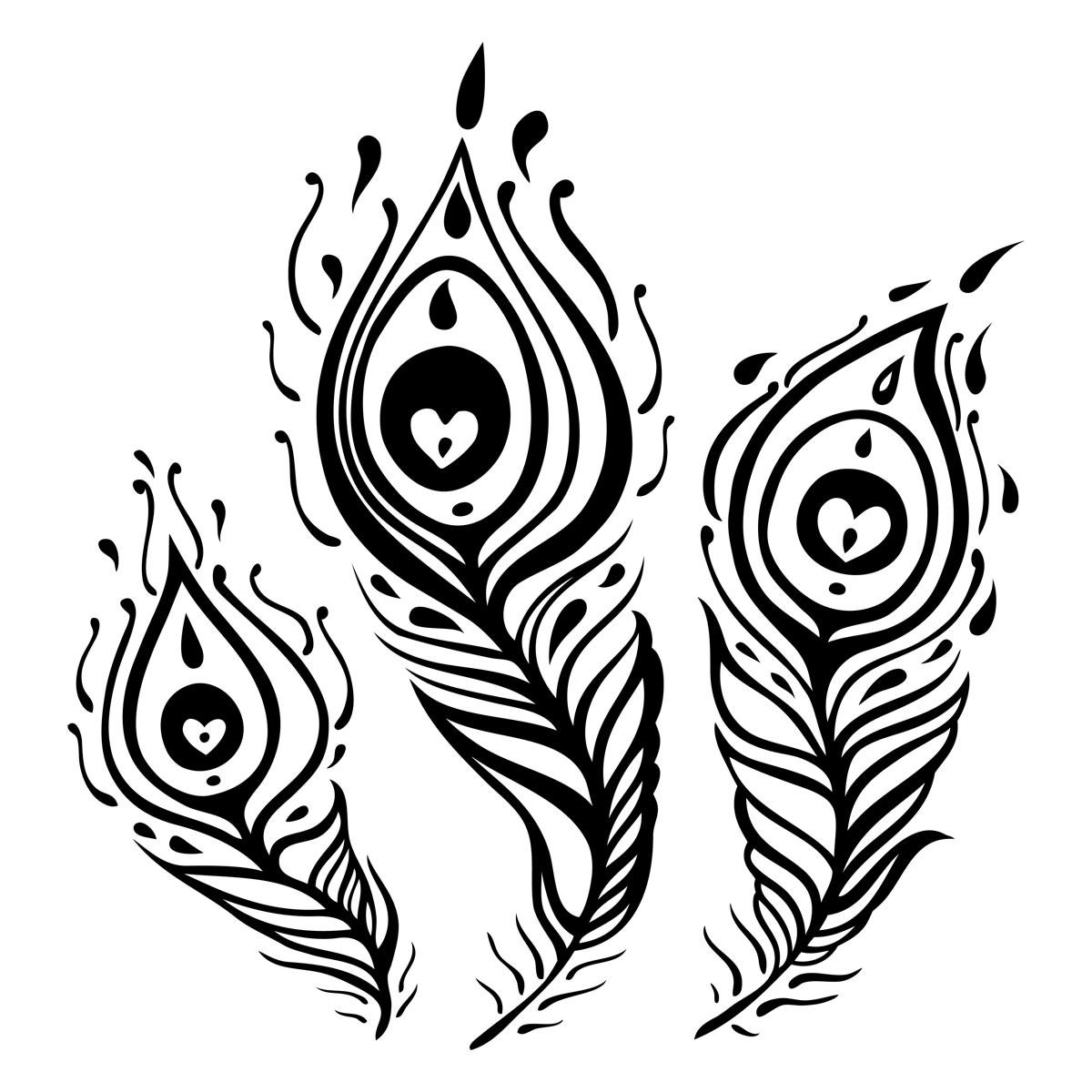 Перо павлина трафарет