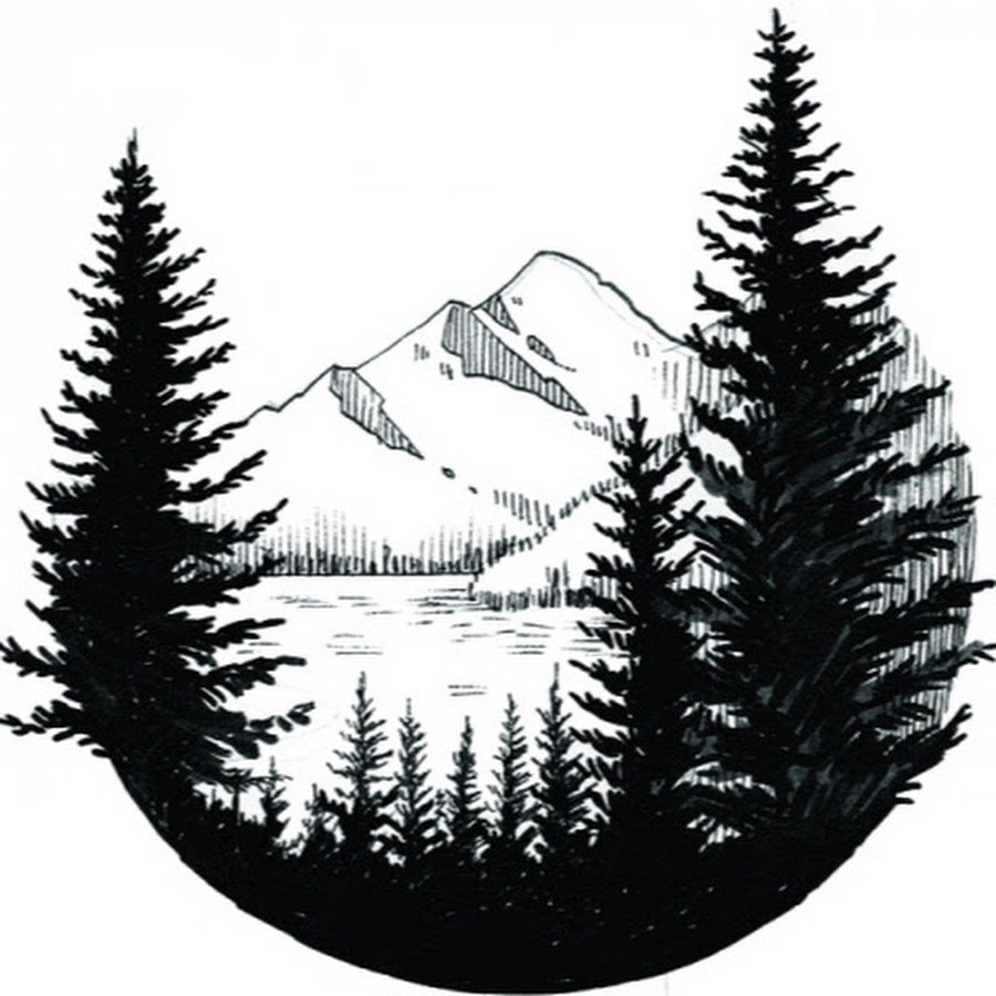 Зимний лес трафарет