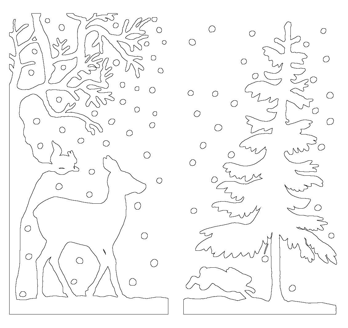 Вытынанки новогодние для украшения окон Простоквашино